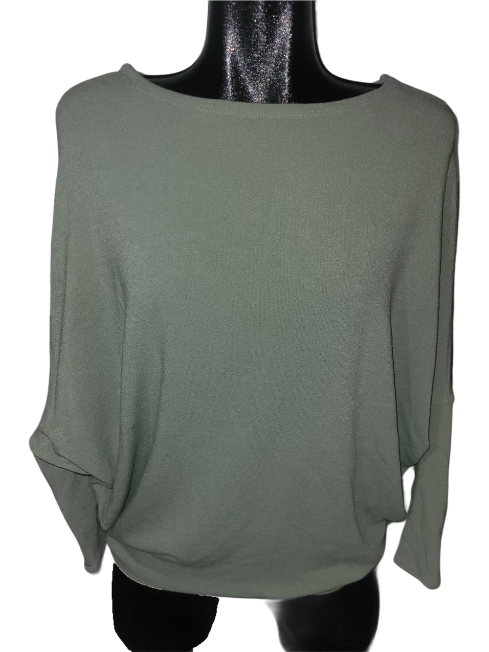 Charlotte Avery Light Sage Green Dolman Sleeve Slouchy Fit Knit Sweater
